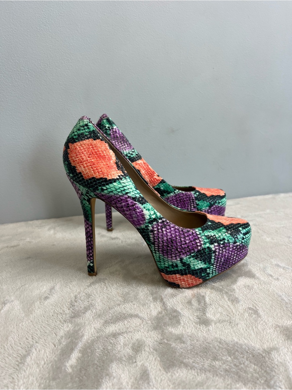Steve Madden Nala Snake Print Platform Stiletto Heels Size 8.5
